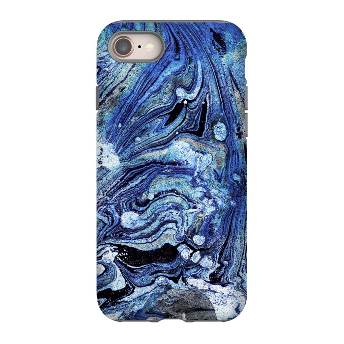 iPhone 8 StrongFit Abstract blue painted marble art by Oana 