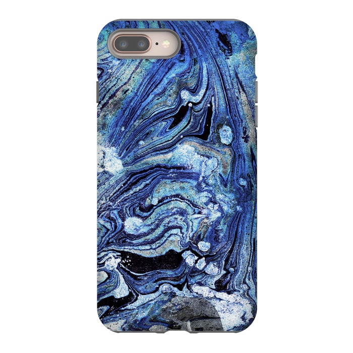 iPhone 8 plus StrongFit Abstract blue painted marble art by Oana 