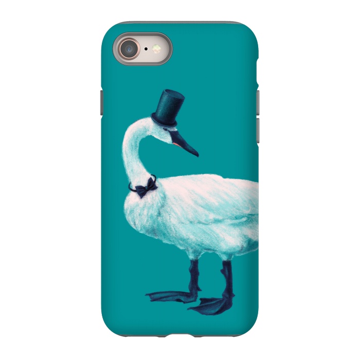 iPhone 8 StrongFit Funny Swan Gentleman With Bowtie And Top Hat by Boriana Giormova