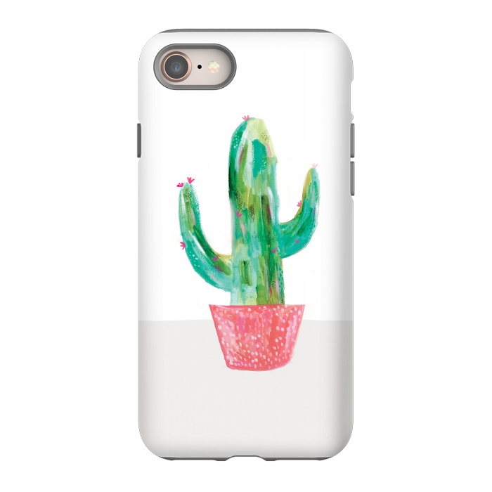 iPhone 8 StrongFit Cactus in coral pot by lauradidthis