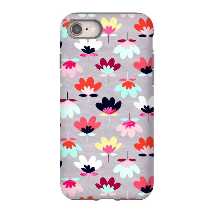 iPhone 8 StrongFit Textured Fan Flowers - Candy Colors  by Tigatiga