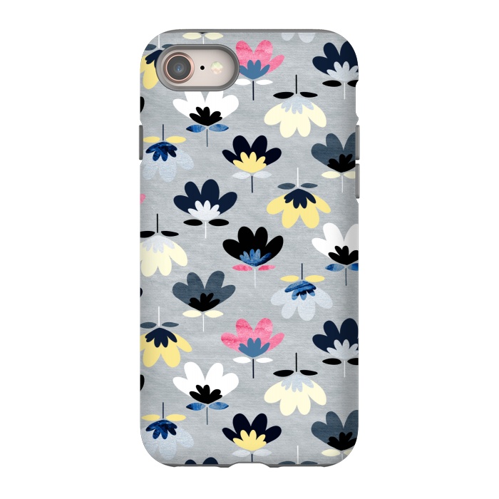 iPhone 8 StrongFit Fan Flowers - Cool Colors  by Tigatiga