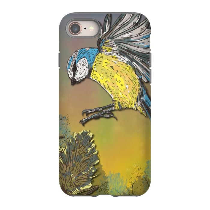 iPhone 8 StrongFit Blue Tit and Teasels by Lotti Brown