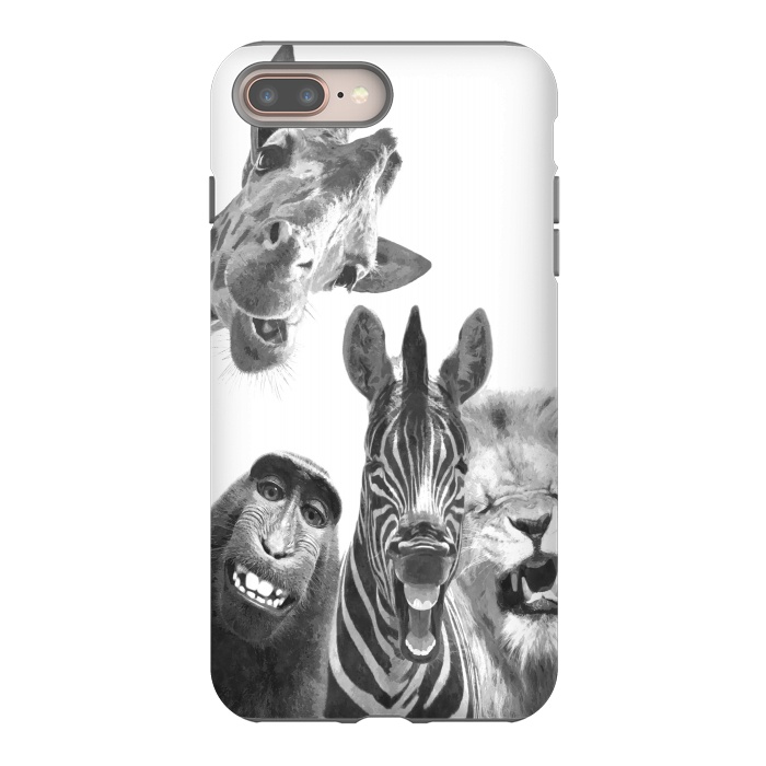 iPhone 8 plus StrongFit Black and White Jungle Animals by Alemi