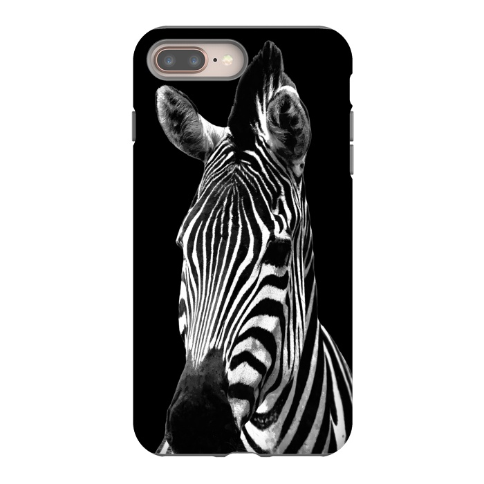 iPhone 8 plus StrongFit Black and White Zebra Black Background by Alemi