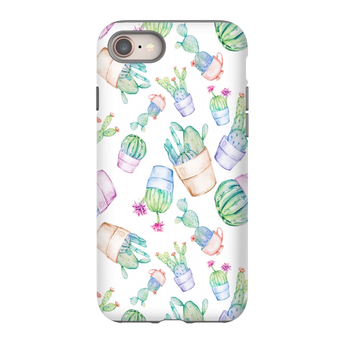 iPhone 8 StrongFit Cactus Pattern Watercolor by Alemi