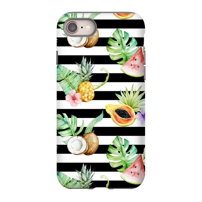 iPhone 8 StrongFit Tropical Fruits Stripes by Alemi