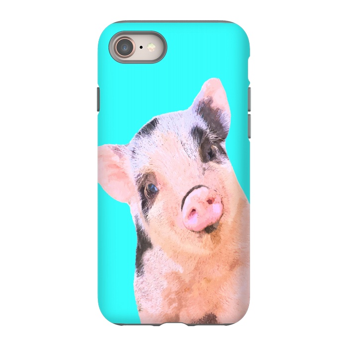 iPhone 8 StrongFit Little Pig Turquoise Background by Alemi