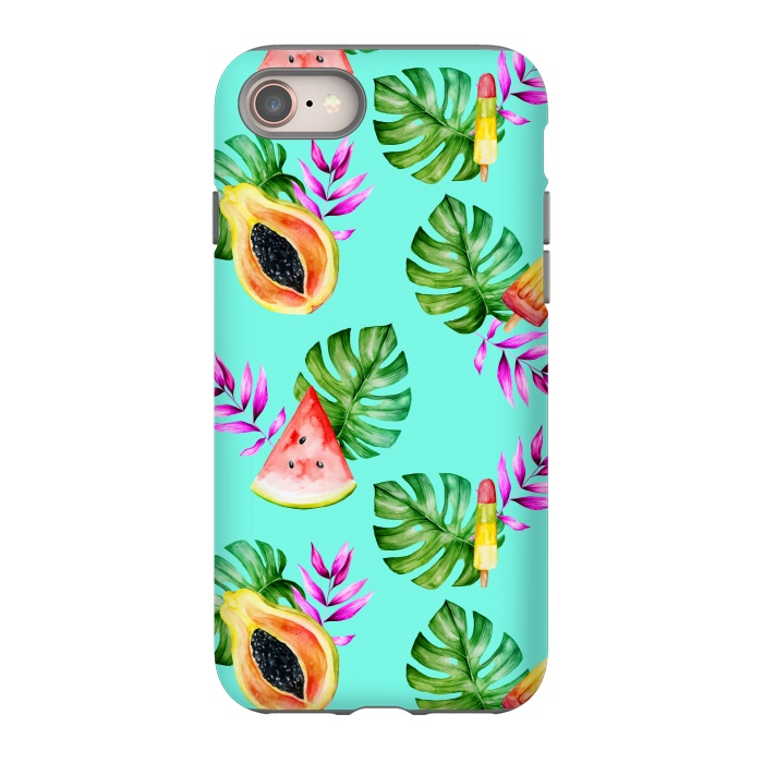 iPhone 8 StrongFit Tropical Fruits Ice Lollies Turquoise Background by Alemi