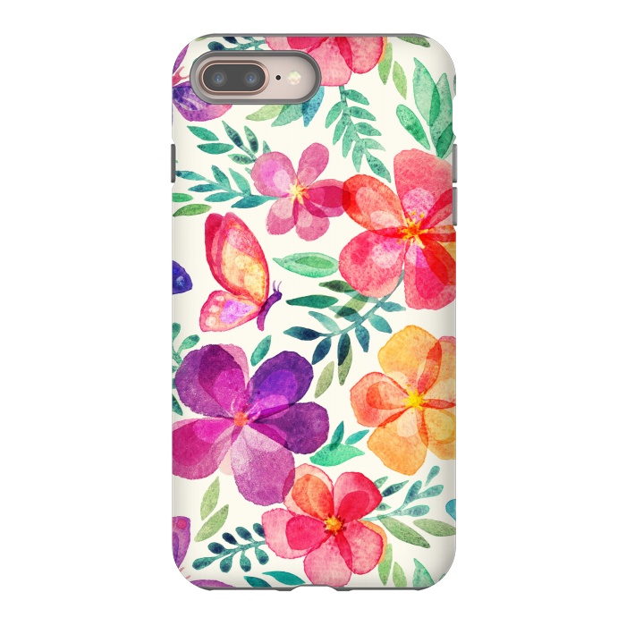 iPhone 8 plus StrongFit Pretty Summer Watercolor Blooms by Micklyn Le Feuvre