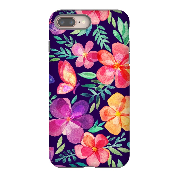iPhone 8 plus StrongFit Summer Blooms Watercolor Collage by Micklyn Le Feuvre