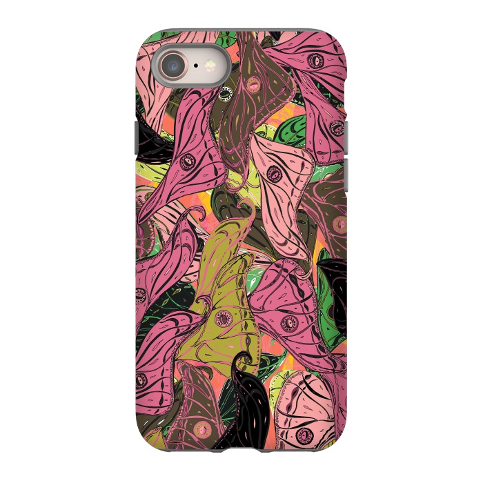 iPhone 8 StrongFit Boho Butterfly Wings in Pink & Green by Lotti Brown
