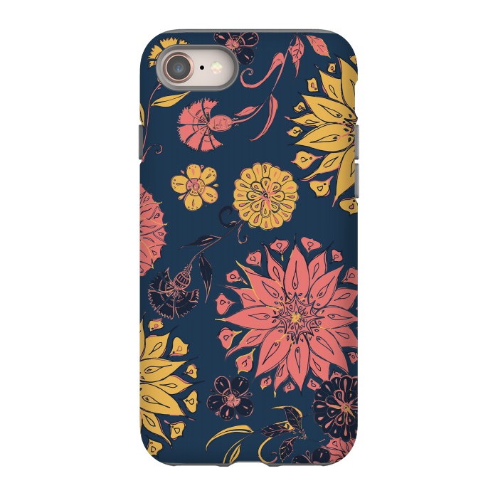 iPhone 8 StrongFit Multi-Florals - Blue, Pink & Yellow by Lotti Brown