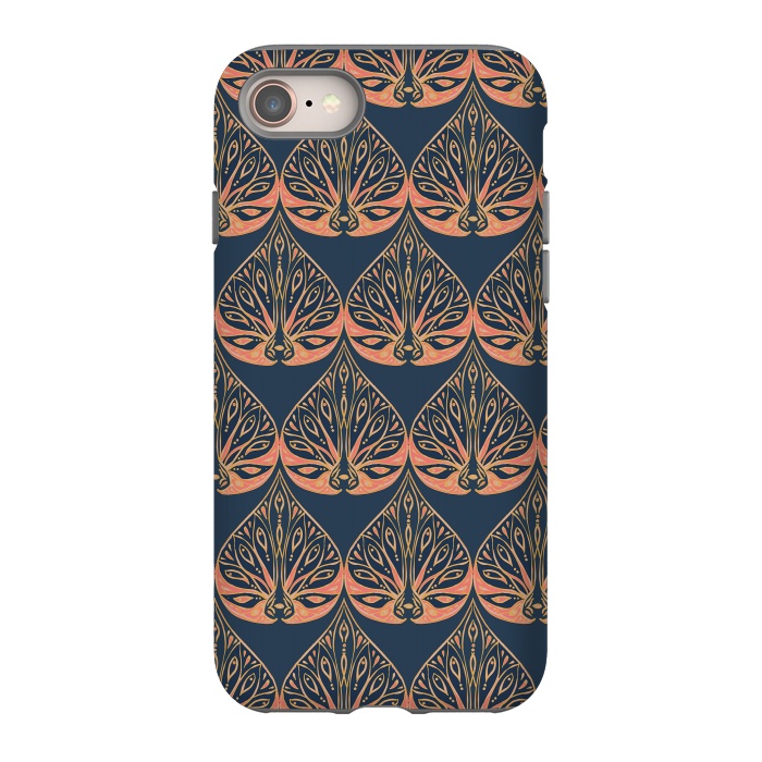 iPhone 8 StrongFit Art Deco - Blue & Coral by Lotti Brown