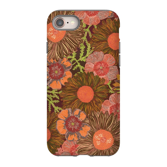 iPhone 8 StrongFit Retro Dark Daisies by Lotti Brown
