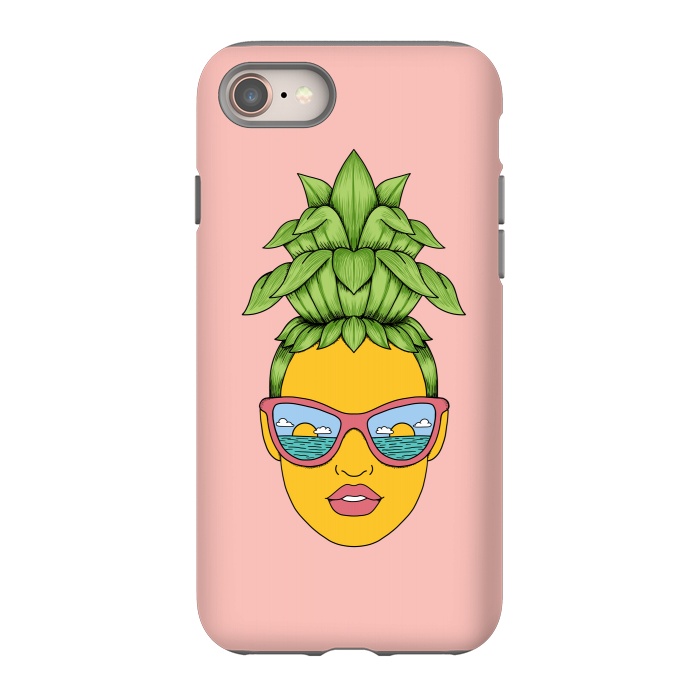 iPhone 8 StrongFit Pineapple Girl Pink by Coffee Man