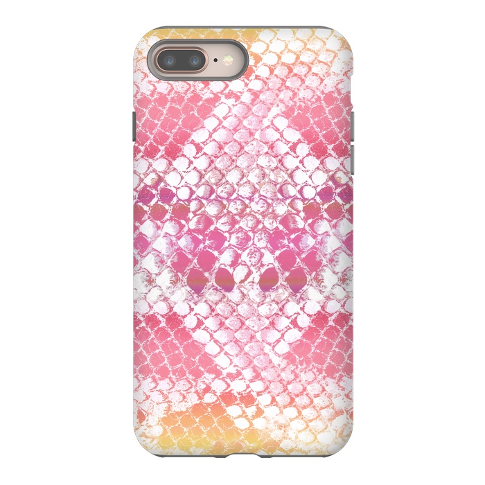iPhone 8 plus StrongFit Pink yellow pastel gradient snake skin by Oana 