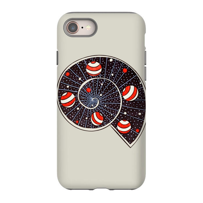 iPhone 8 StrongFit Spiral Galaxy Snail With Beach Ball Planets by Boriana Giormova