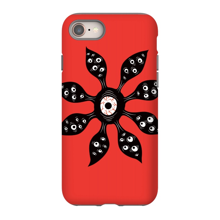 iPhone 8 StrongFit Creepy Witchy Eye Monster On Red by Boriana Giormova