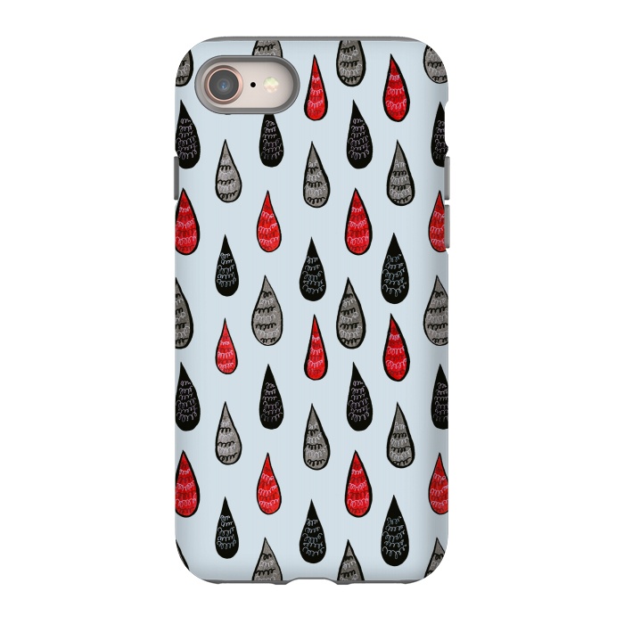 iPhone 8 StrongFit Weird Rain Drops Ink Pattern In Red Black Grey by Boriana Giormova