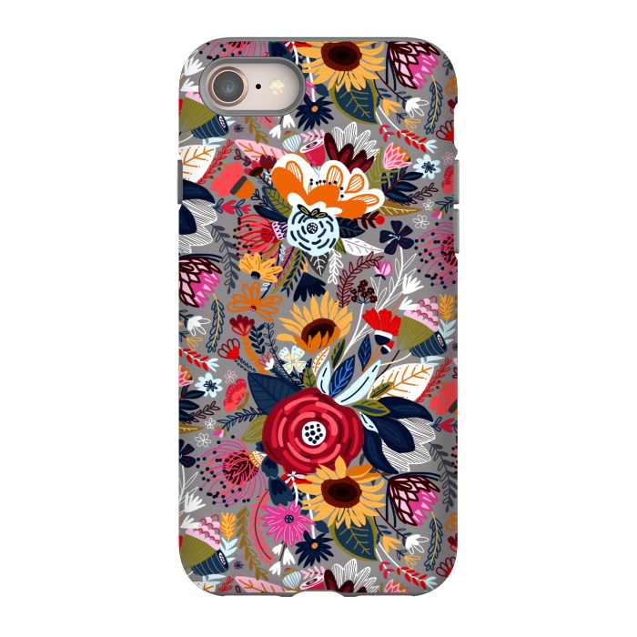 iPhone 8 StrongFit Popping Floral - Pink  by Tigatiga