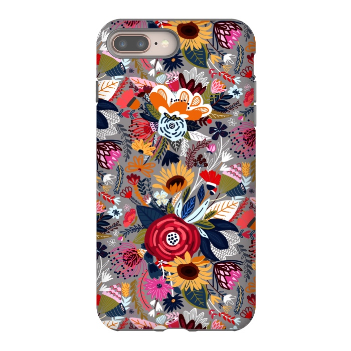 iPhone 8 plus StrongFit Popping Floral - Pink  by Tigatiga