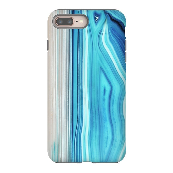 iPhone 8 plus StrongFit Blue striped agata gemstone by Oana 