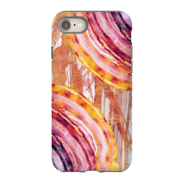iPhone 8 StrongFit Gold pink brushed marble gemstones by Oana 