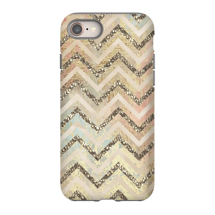 iPhone 8 StrongFit Chevron Gold Glamour Stripes 2 by Andrea Haase