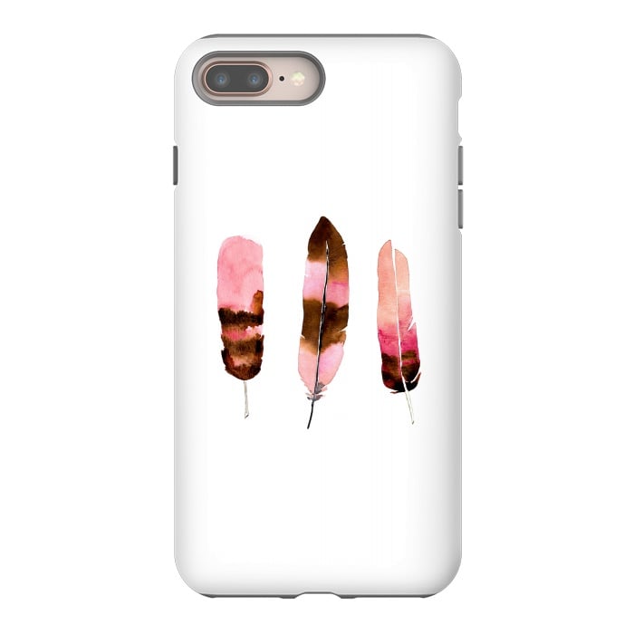 iPhone 8 plus StrongFit Blush Feathers by Amaya Brydon