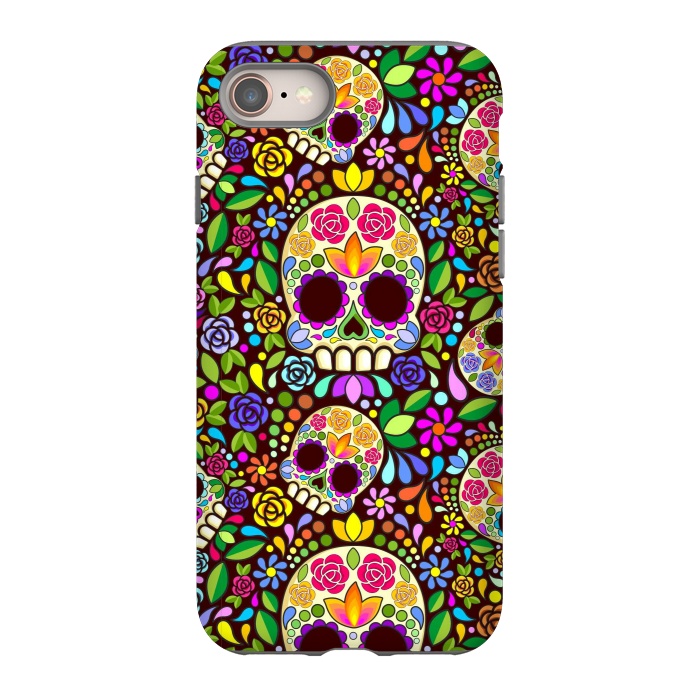 iPhone 8 StrongFit Sugar Skull Floral Naif Art Mexican Calaveras by BluedarkArt