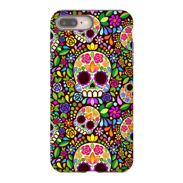 iPhone 8 plus StrongFit Sugar Skull Floral Naif Art Mexican Calaveras by BluedarkArt