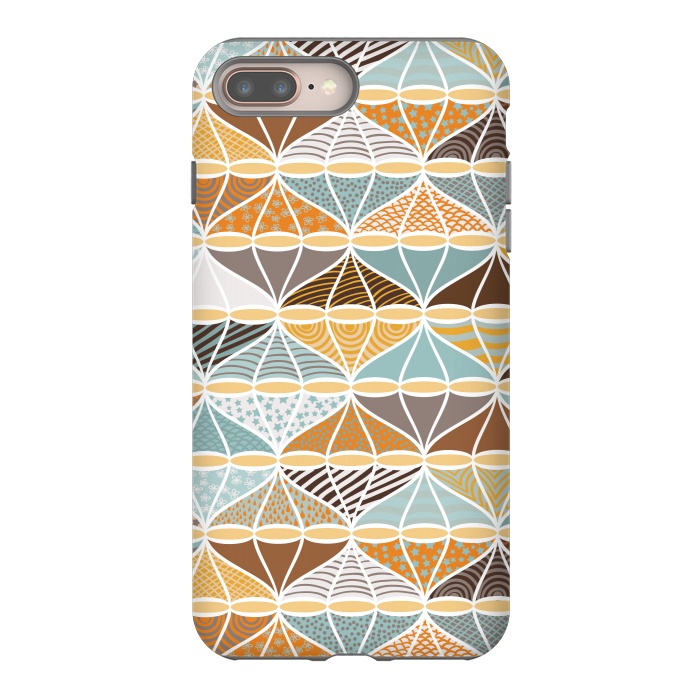 iPhone 8 plus StrongFit April Showers Bring Brollies - Blue and Mustard by Paula Ohreen