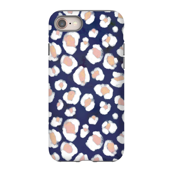 iPhone 8 StrongFit Rose gold white leopard print spots by Oana 