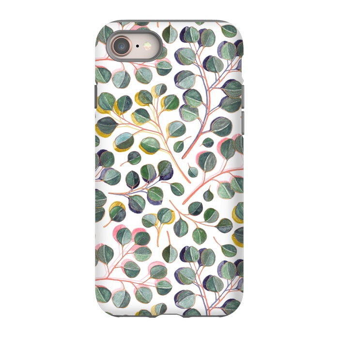 iPhone 8 StrongFit Simple Silver Dollar Eucalyptus Leaves by Micklyn Le Feuvre