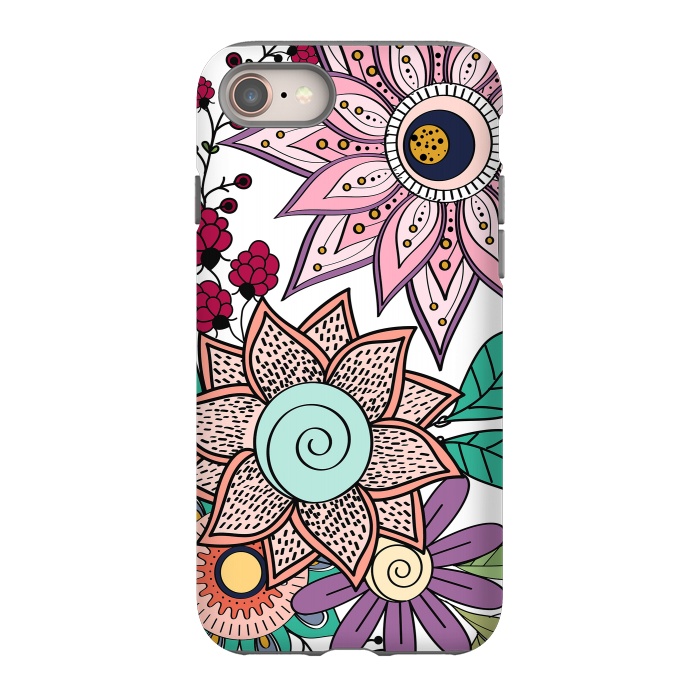 iPhone 8 StrongFit Stylish floral doodles vibrant design by InovArts