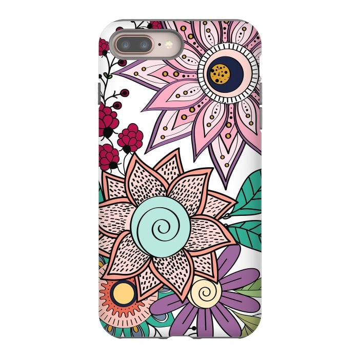 iPhone 8 plus StrongFit Stylish floral doodles vibrant design by InovArts