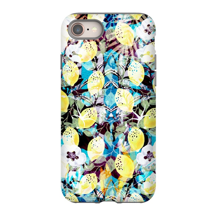 iPhone 8 StrongFit Lemon tree with white flowers watercolor pattern by Oana 