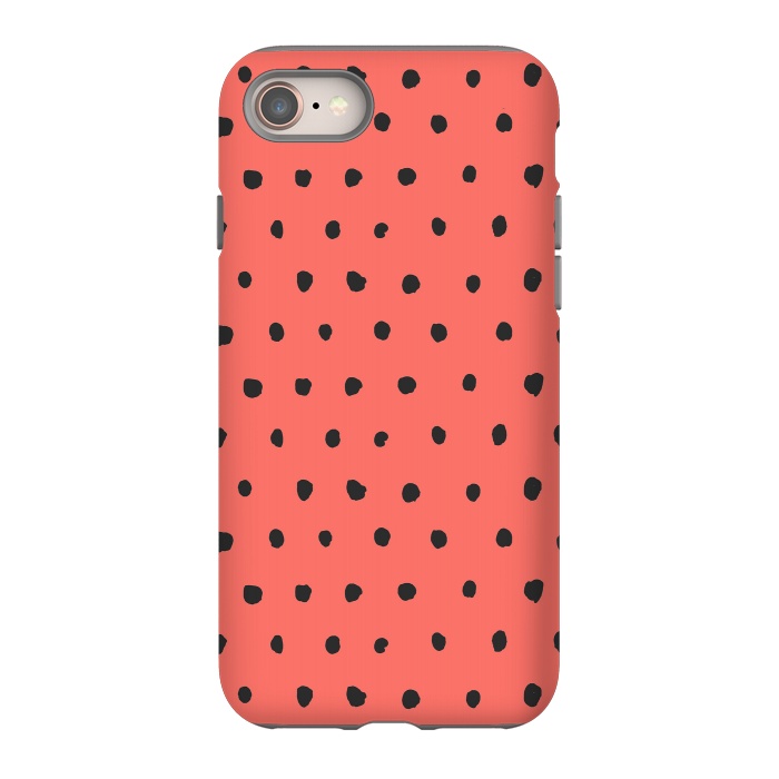 iPhone 8 StrongFit Artsy Dots Living Coral by Ninola Design