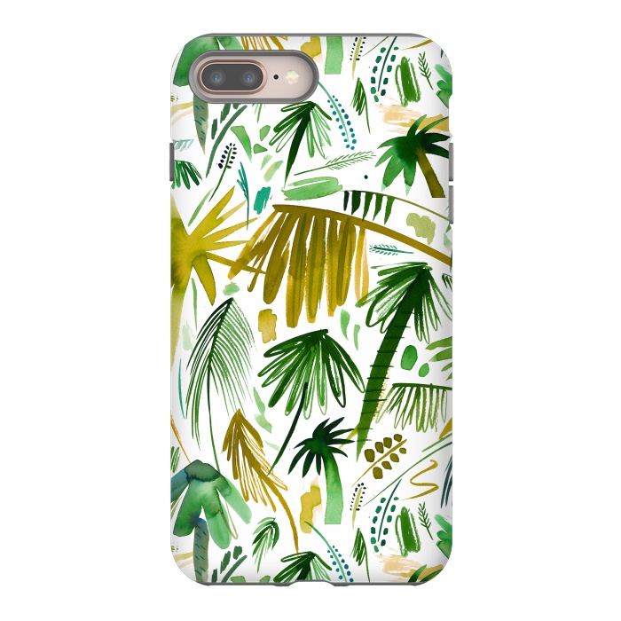 iPhone 8 plus StrongFit Brushstrokes Tropical Palms by Ninola Design
