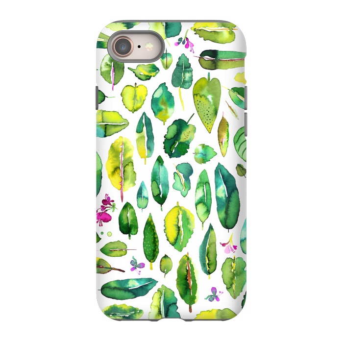 iPhone 8 StrongFit Botanical Green Leaves by Ninola Design
