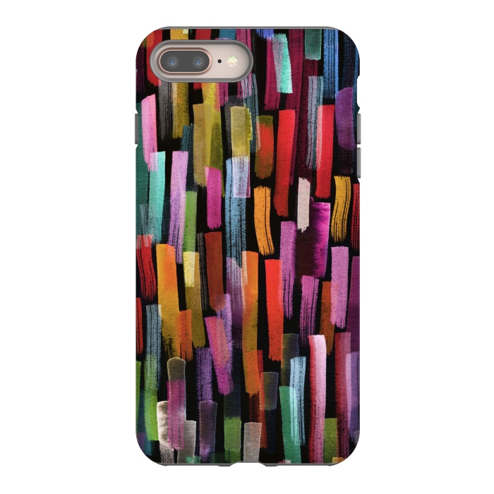 iPhone 8 plus StrongFit Colorful Brushstrokes Black by Ninola Design