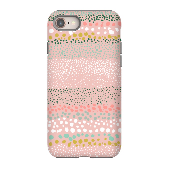iPhone 8 StrongFit Little Textured Dots Stripes Pink by Ninola Design
