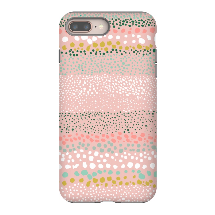 iPhone 8 plus StrongFit Little Textured Dots Stripes Pink by Ninola Design