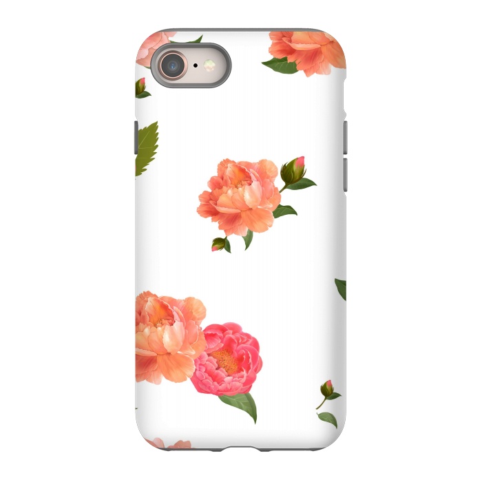 iPhone 8 StrongFit ORANGE PINK FLORAL PRINT by MALLIKA
