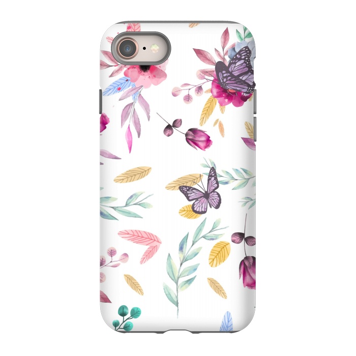 iPhone 8 StrongFit BUTTERFLY FLORAL PRINT by MALLIKA