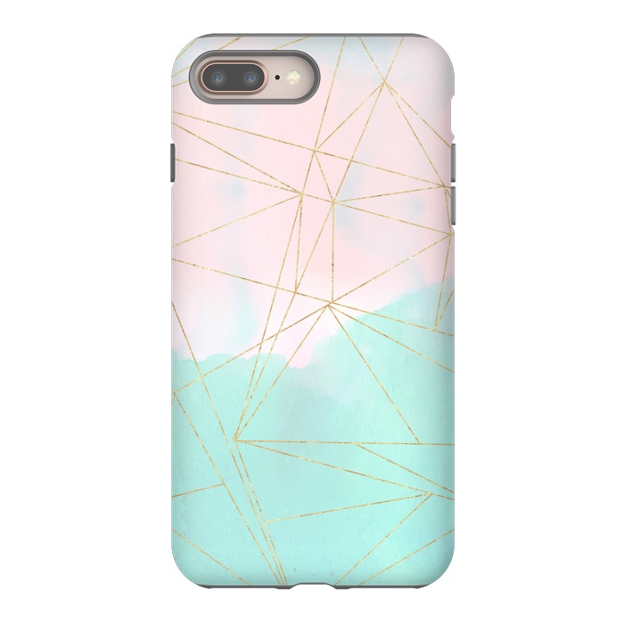 iPhone 8 plus StrongFit Watercolor abstract and golden triangles design by InovArts