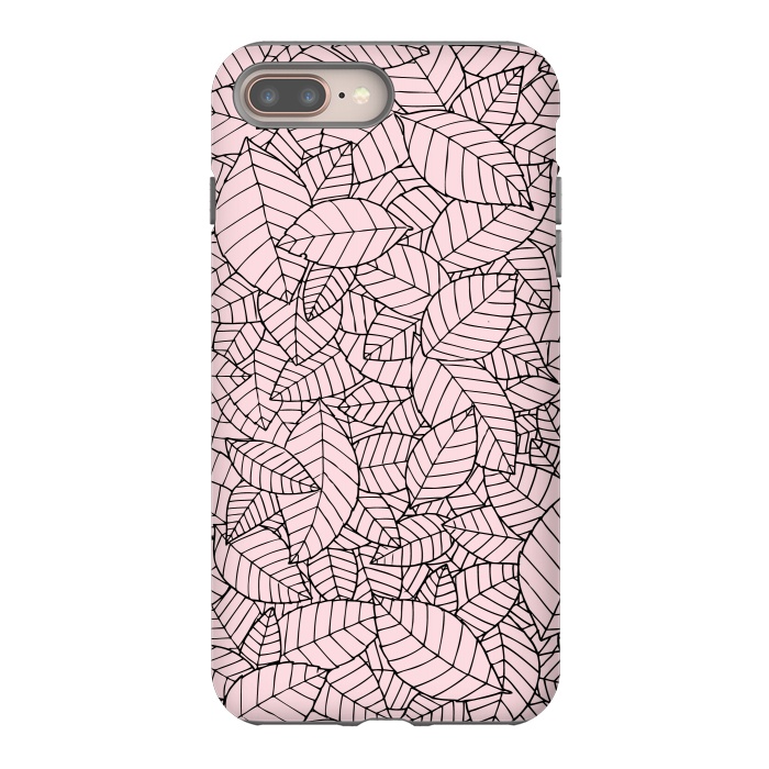 iPhone 8 plus StrongFit Leaves Pattern B&W by Mangulica