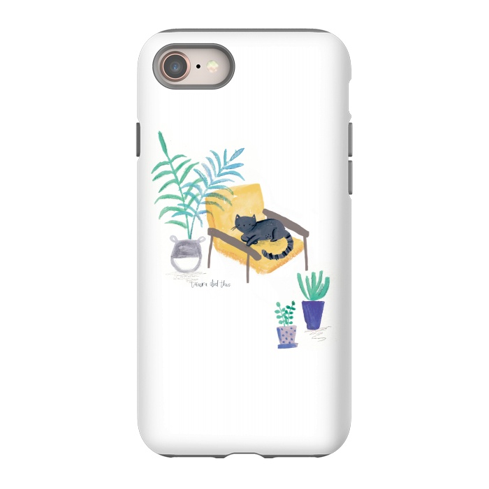 iPhone 8 StrongFit  black cat in yellow chair scandi interior by lauradidthis