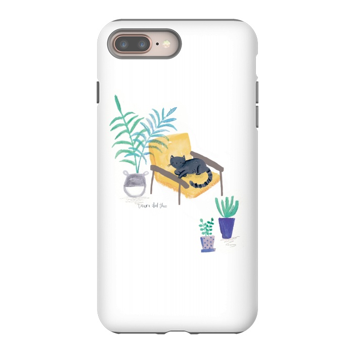 iPhone 8 plus StrongFit  black cat in yellow chair scandi interior by lauradidthis